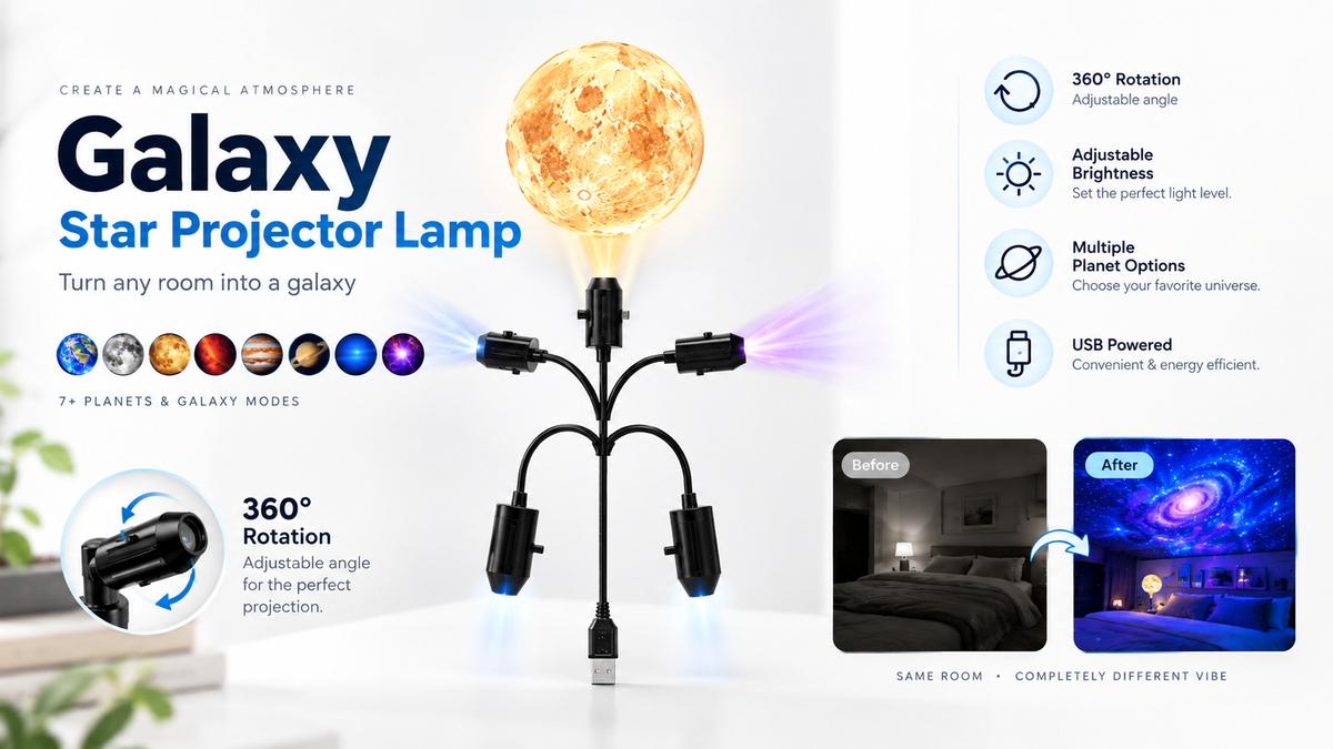 Galaxy Projector Lamp | 10 Planet Slides