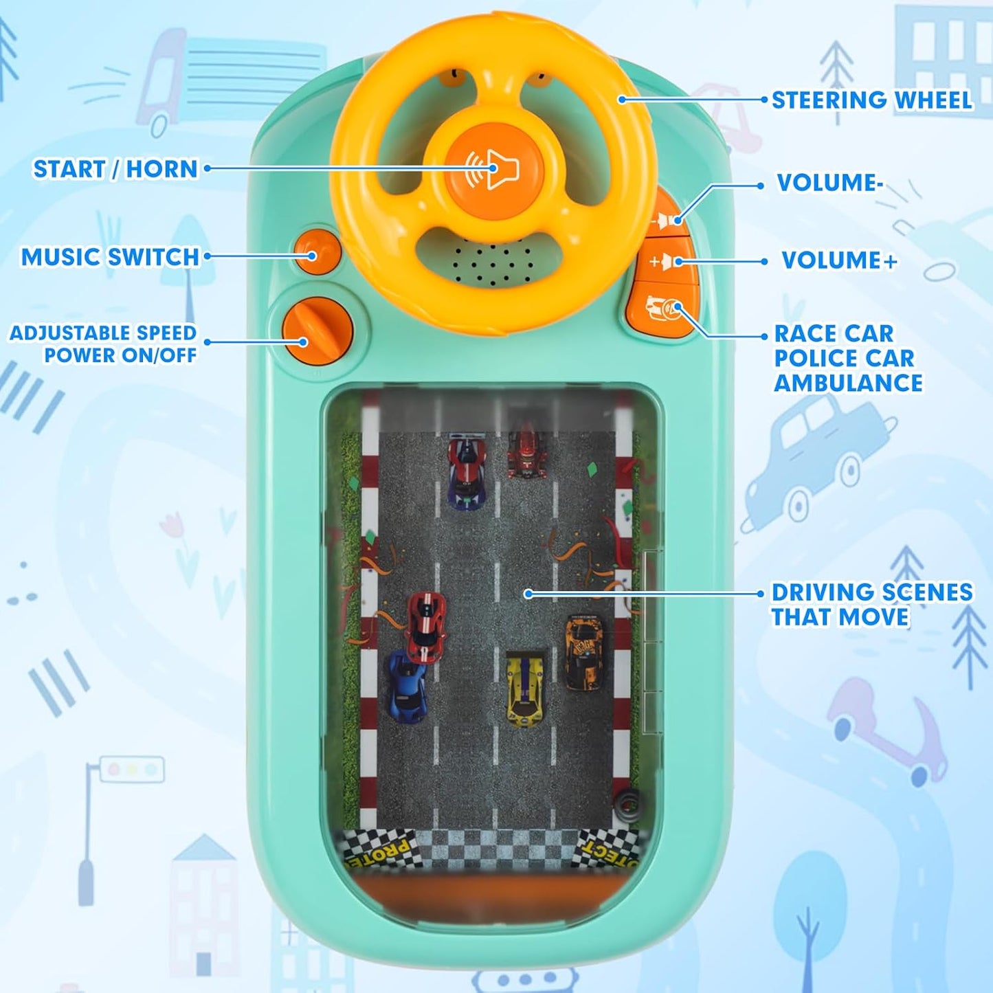 Interactive Musical Steering Wheel Toy for Kids – Driving & Racing Learning Game (Ages 3+)