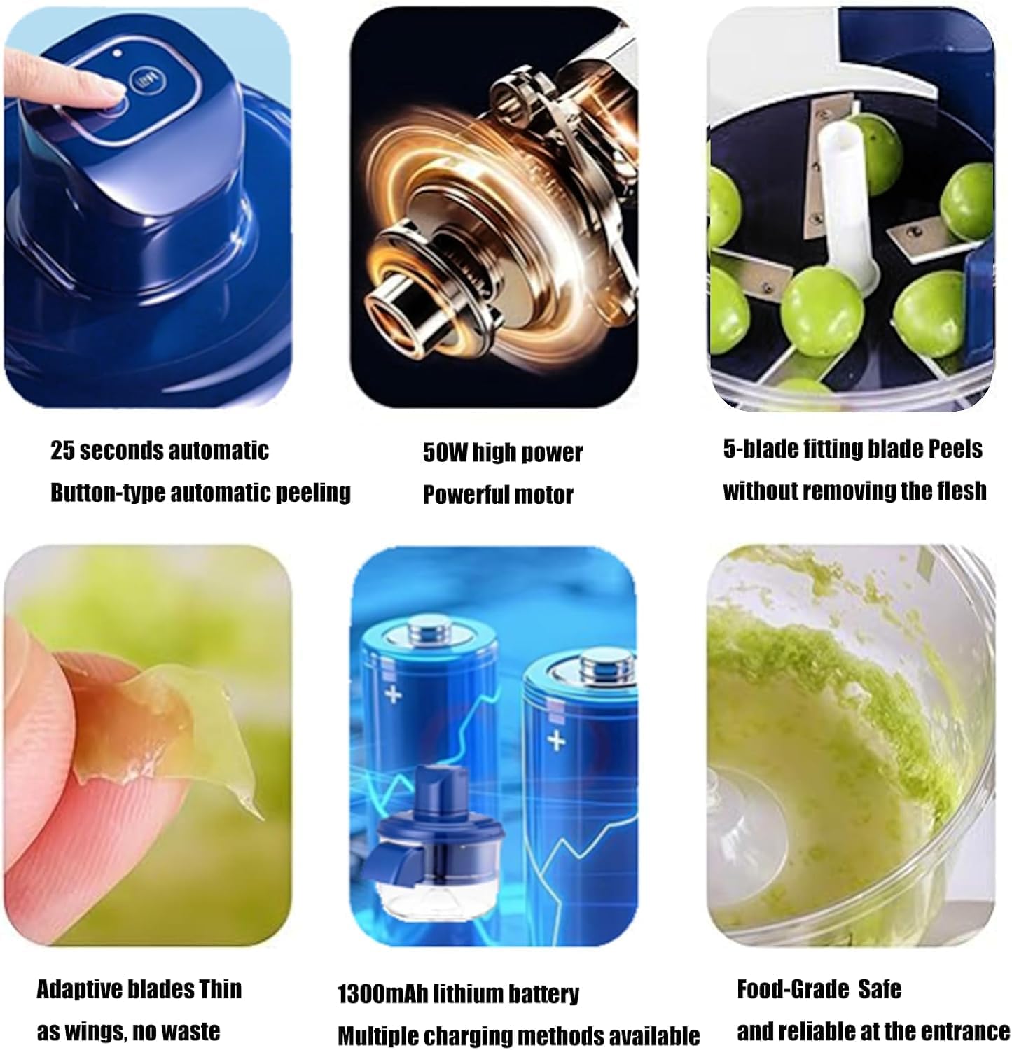 Electric Grape & Garlic Peeler Machine – Automatic Rechargeable Fruit Peeling Tool