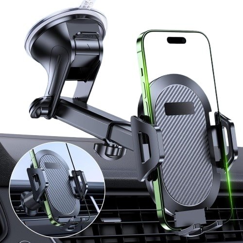 Premium Car Phone Holder, Long Arm Phone Holder Car for Dashboard Windshield Air Vent【Heat-Resistant Strong Suction Cup】Car Mobile Holder Compatible with All Smartphones